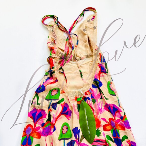 FARM RIO Fairies Sand Slip Midi Dress NWT - Picture 10 of 12